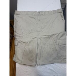 Wrangler Premium Fabric Wash Cargo Shorts Loose Fit Khaki Tan Mens Size 50
